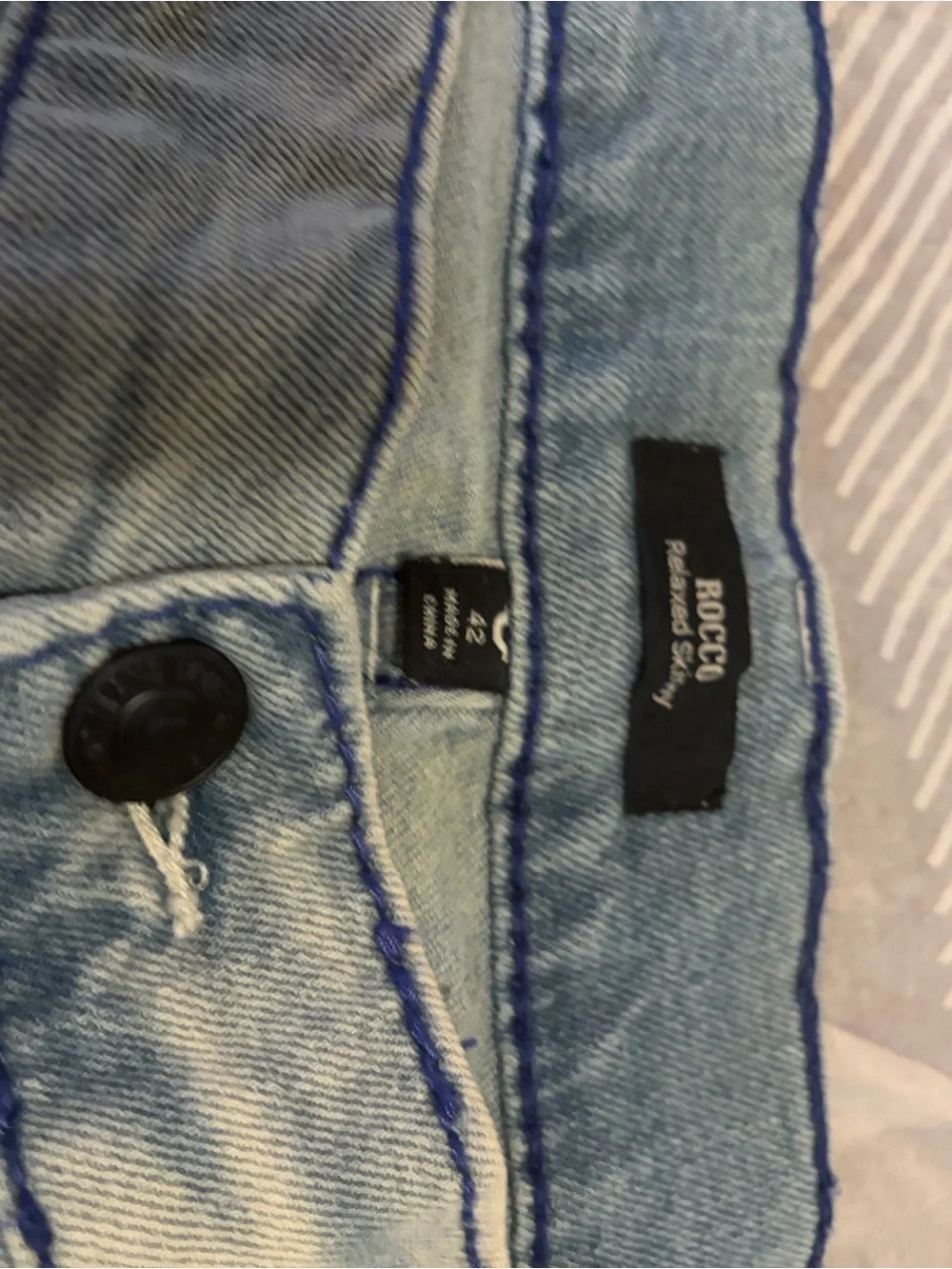 Brand New True Religion F Blue Denim Shorts with Contrast Stitching